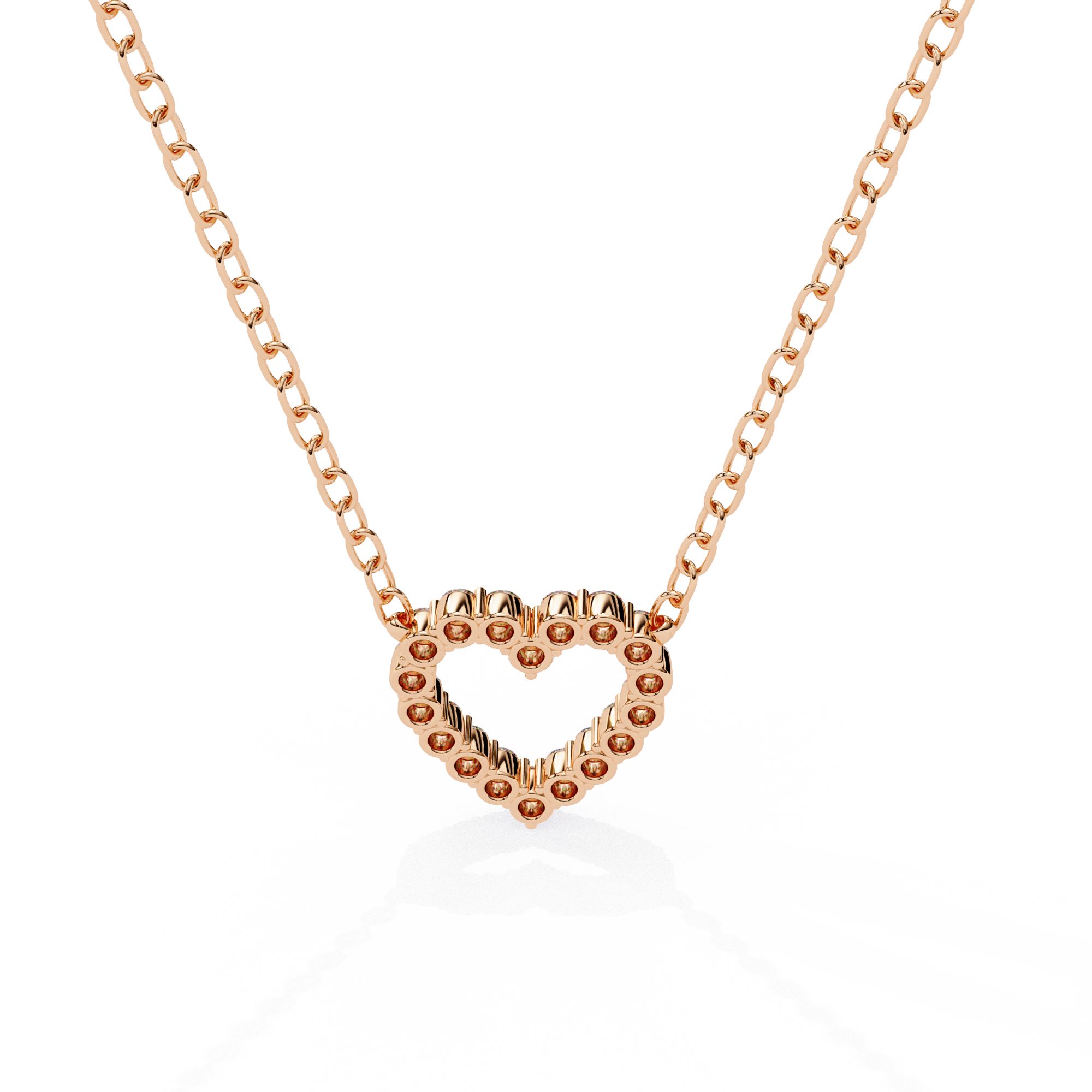 Solitairekart 0.37ct Heart-Shaped Natural Diamond Outline Pendant-HI Color, VS-SI Clarity